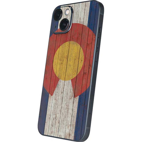 Colorado Flag Dark Wood iPhone 14 Plus Skin